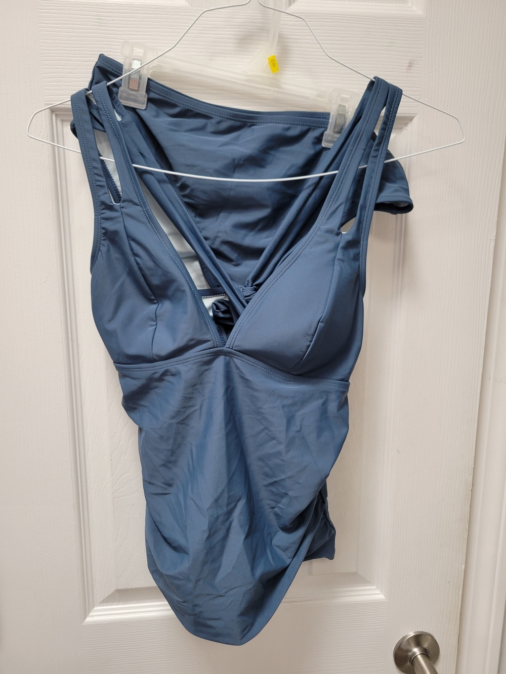 Cupshe Slate Blue Tankini Swimsuit with Cross Back Straps